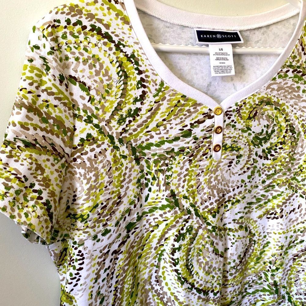 Karen Scott Green Patterned Women's Top